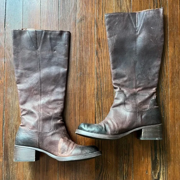 Lucky Brand Hackett Dark Brown Tall Distressed Riding  Boots - Picture 12 of 13